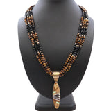 Vintage Southwest Sterling Silver Multi-Stone Inlay Beaded Multi-Strand Necklace