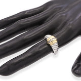 David Yurman Sterling Silver 18k Yellow Gold Diamond Cable Ring