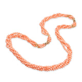 14k Yellow Gold Salmon Coral Multi-Strand Convertible Necklace & Bracelet Set