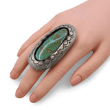 Vintage Teddy Goodluck Navajo Sterling Silver Turquoise Statement Ring