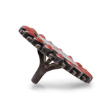 Vintage J. Duboise Sterling Silver Coral and Multistone Inlay Statement Ring
