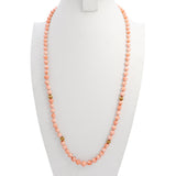 14k Yellow Gold Angel Skin Coral Graduated Bead Necklace