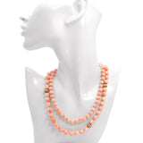 14k Yellow Gold Angel Skin Coral Graduated Bead Necklace