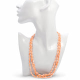 14k Yellow Gold Salmon Coral Triple-Strand Ribbed Bead Necklace