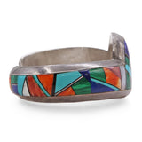 Alvin Yellowhorse Navajo Sterling Silver Multistone Inlay Cuff Bracelet
