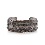 Southwestern Artist Signed Sterling Silver Geometric Cuff Bracelet