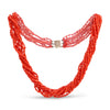 14k Yellow Gold Red Coral Multi-Strand Beaded Necklace