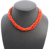14k Yellow Gold Red Coral Multi-Strand Beaded Necklace