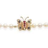 Cultured Pearl Necklace with 14k Yellow Gold Butterfly Clasp