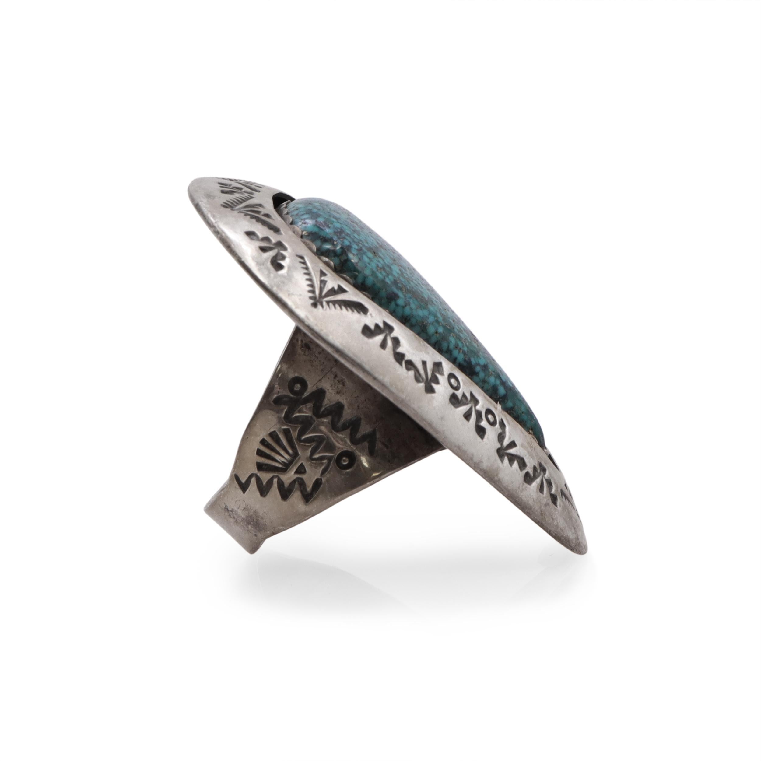 Teddy Goodluck Sterling Silver Turquoise Statement Ring