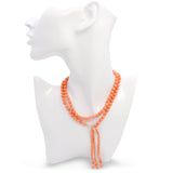 14k Yellow Gold Salmon Coral Beaded Tassel Necklace