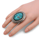 Teddy Goodluck Turquoise Sterling Silver Statement Ring