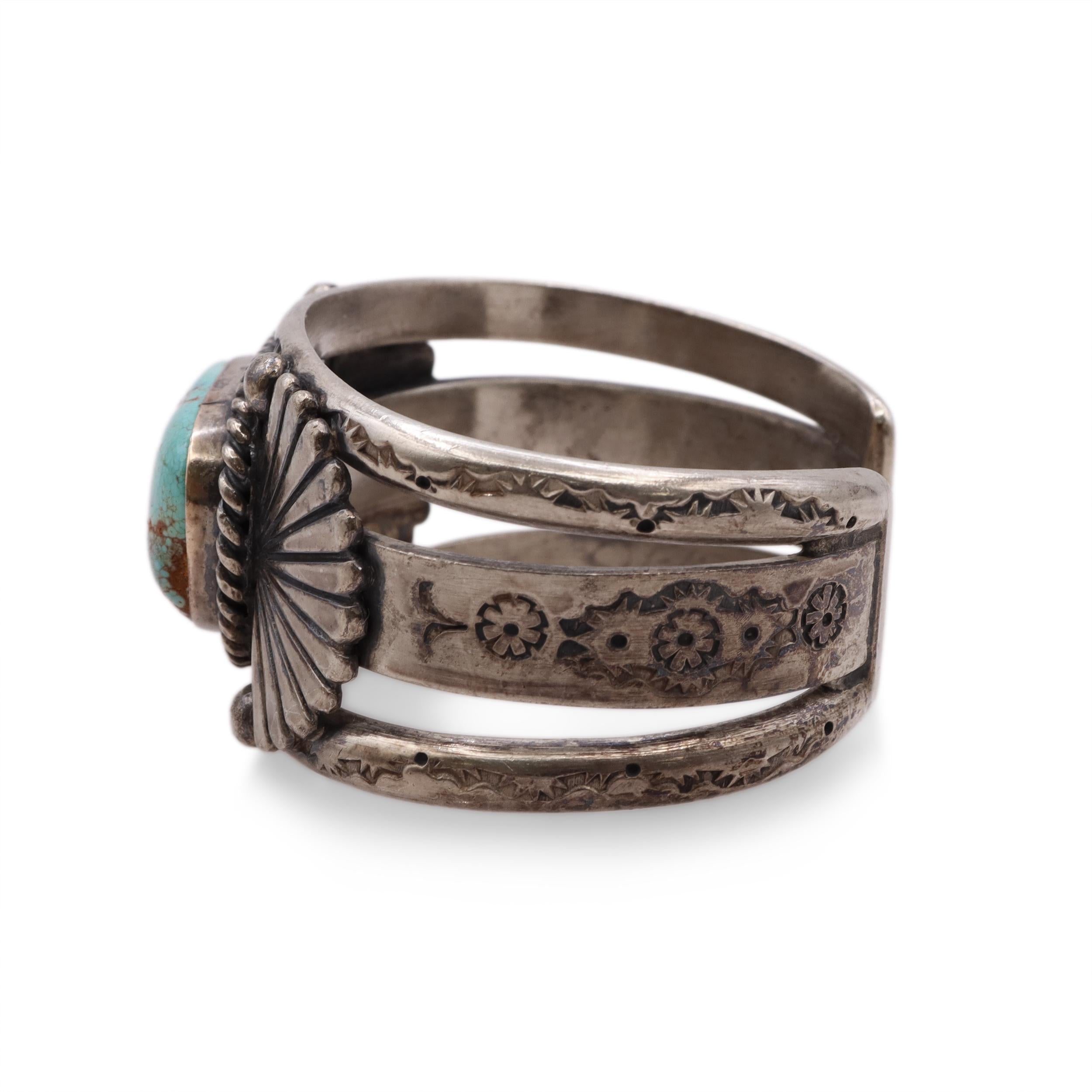 P. Wheeler Navajo Turquoise Sterling Silver Cuff Bracelet