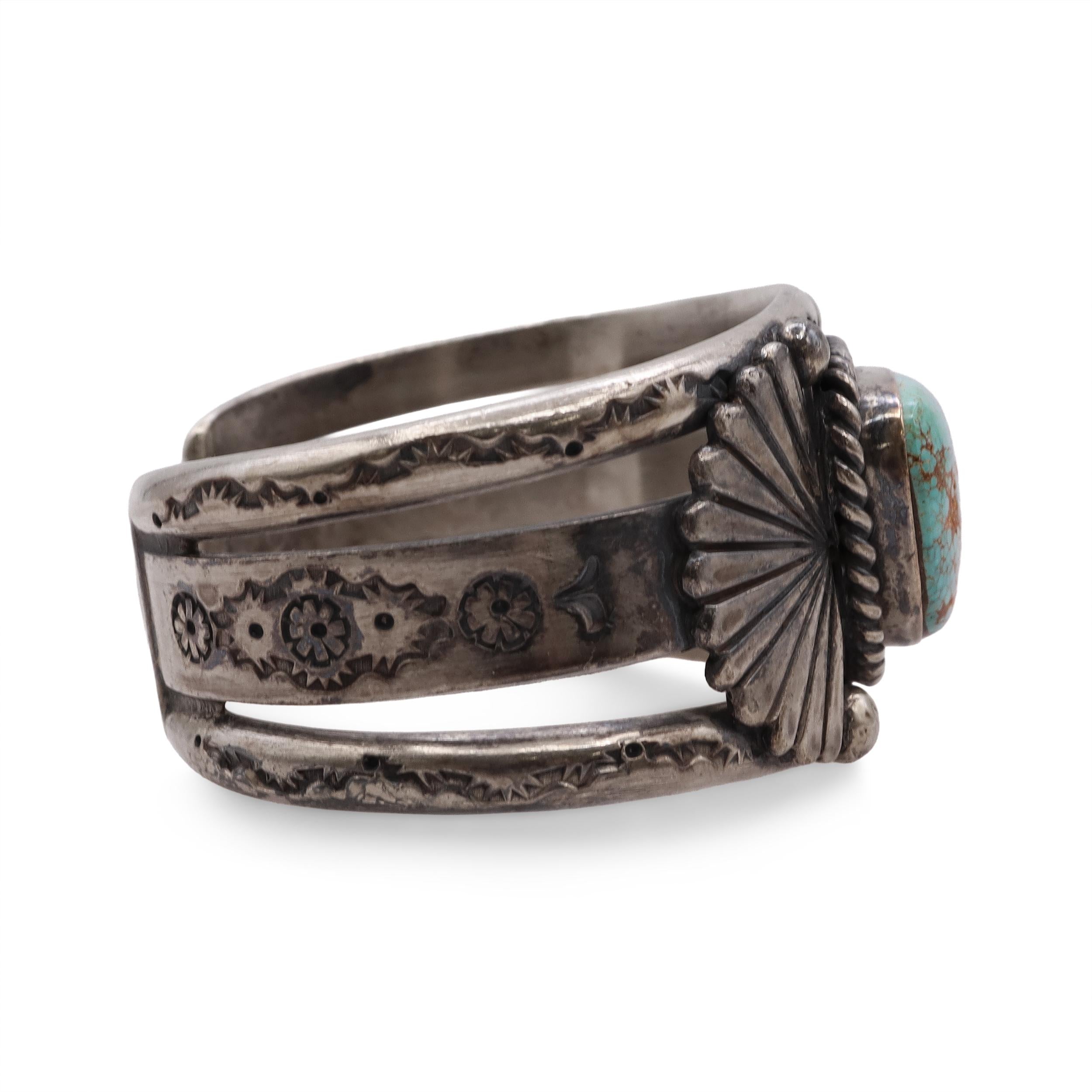 P. Wheeler Navajo Turquoise Sterling Silver Cuff Bracelet