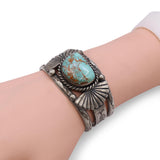 P. Wheeler Navajo Turquoise Sterling Silver Cuff Bracelet