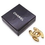 Vintage Chanel Gold Tone Quilted CC Logo Brooch Pin