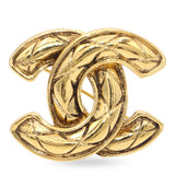 Vintage Chanel Gold Tone Quilted CC Logo Brooch Pin