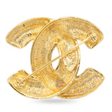 Vintage Chanel Gold Tone Quilted CC Logo Brooch Pin