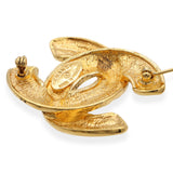 Vintage Chanel Gold Tone Quilted CC Logo Brooch Pin