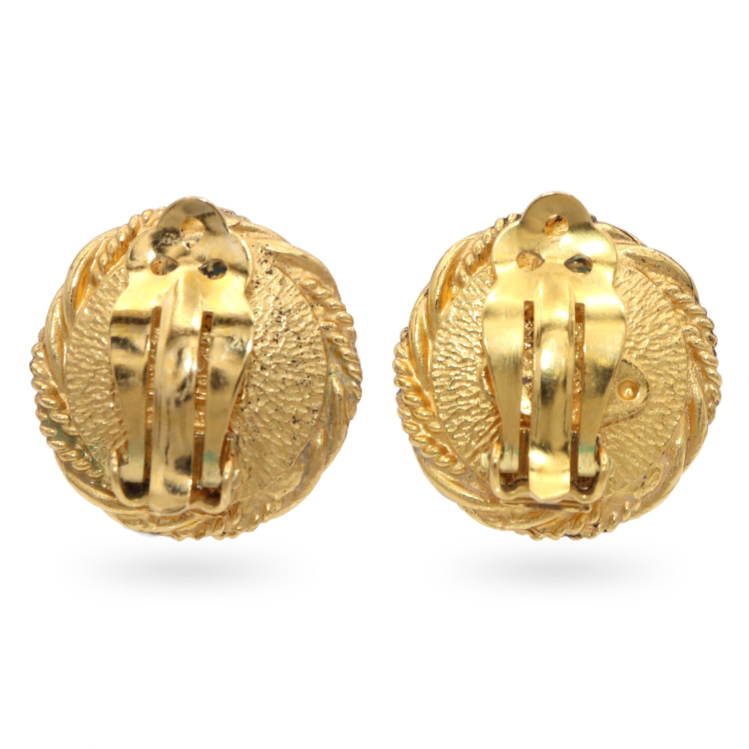 Vintage Chanel Faux Pearl Gold Tone Rope Clip-On Earrings