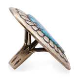 Vintage Jackson Sterling Silver Spiderweb Turquoise Statement Ring