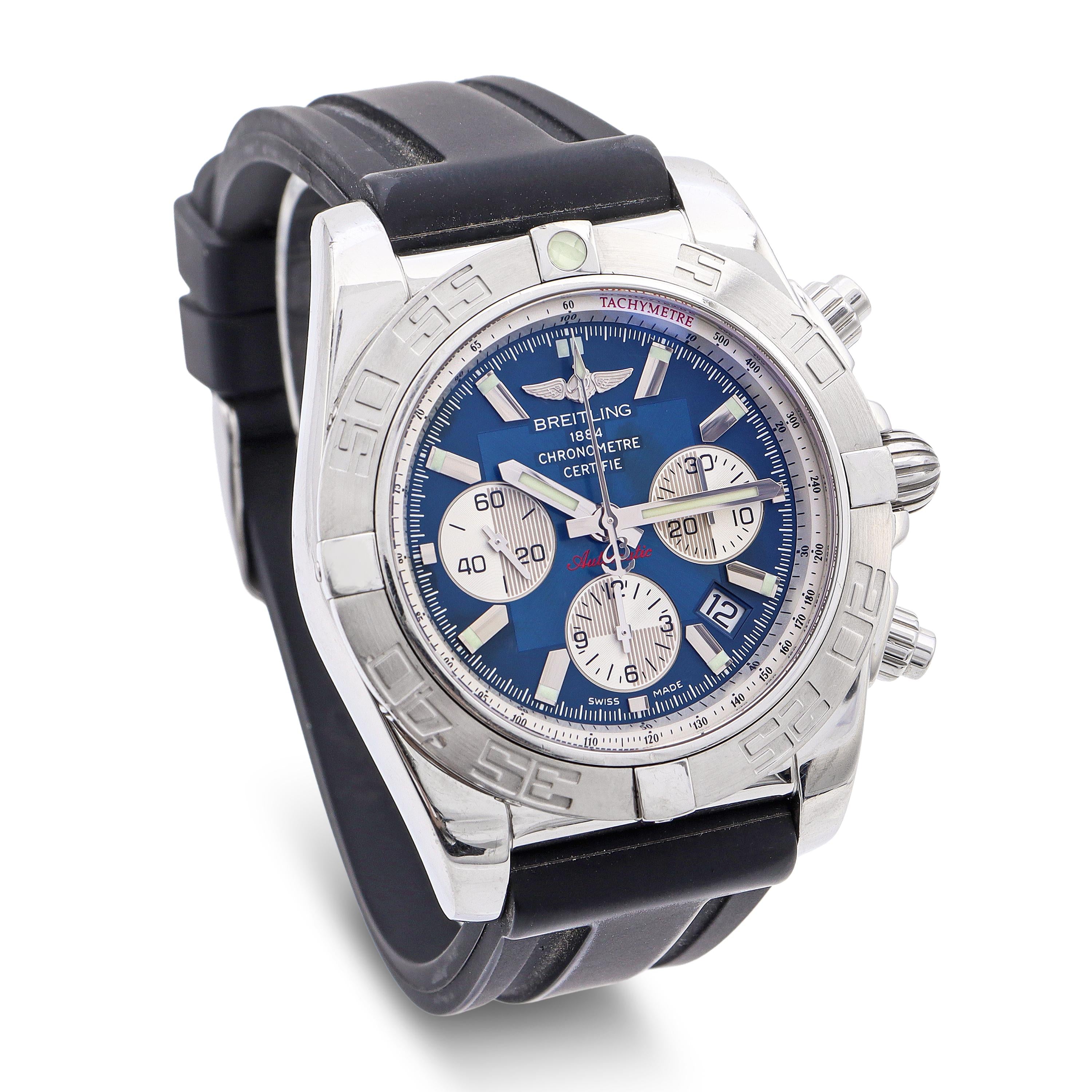 Breitling Chronomat 44 Blue Dial Steel Automatic Chronograph Men’s Watch