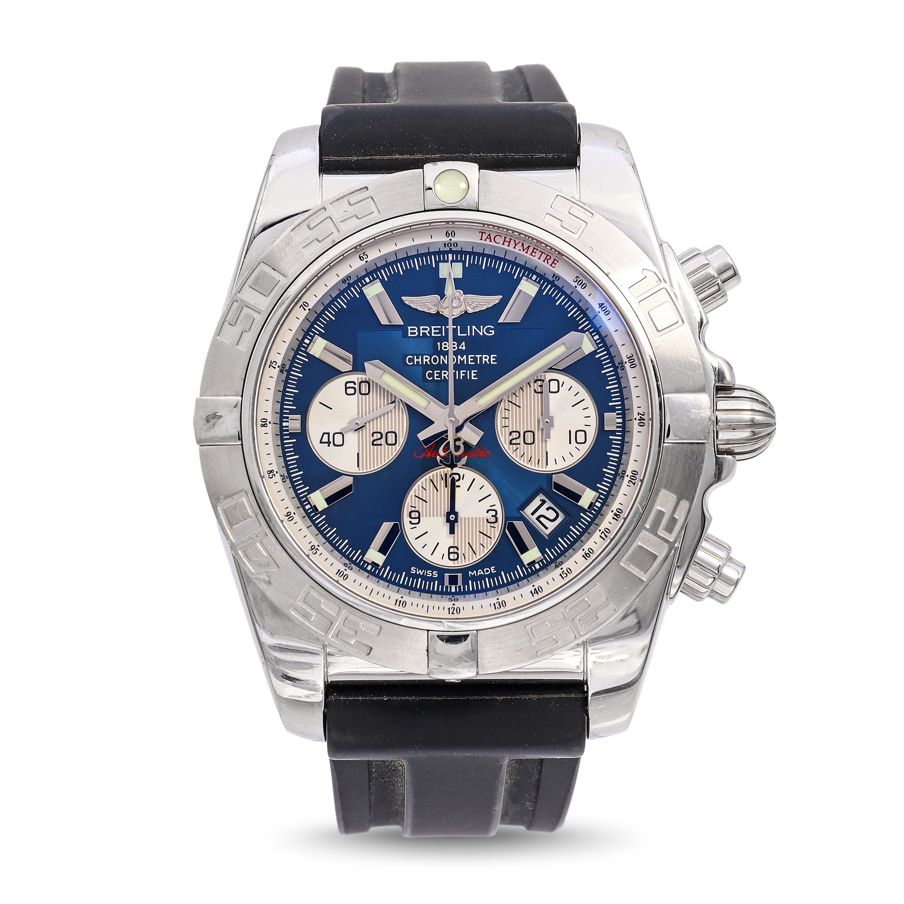 Breitling Chronomat 44 Blue Dial Steel Automatic Chronograph Men’s Watch