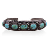 Navajo Seven-Stone Turquoise Sterling Silver Cuff Bracelet
