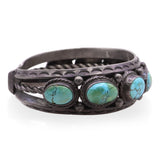 Navajo Seven-Stone Turquoise Sterling Silver Cuff Bracelet