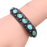 Navajo Seven-Stone Turquoise Sterling Silver Cuff Bracelet