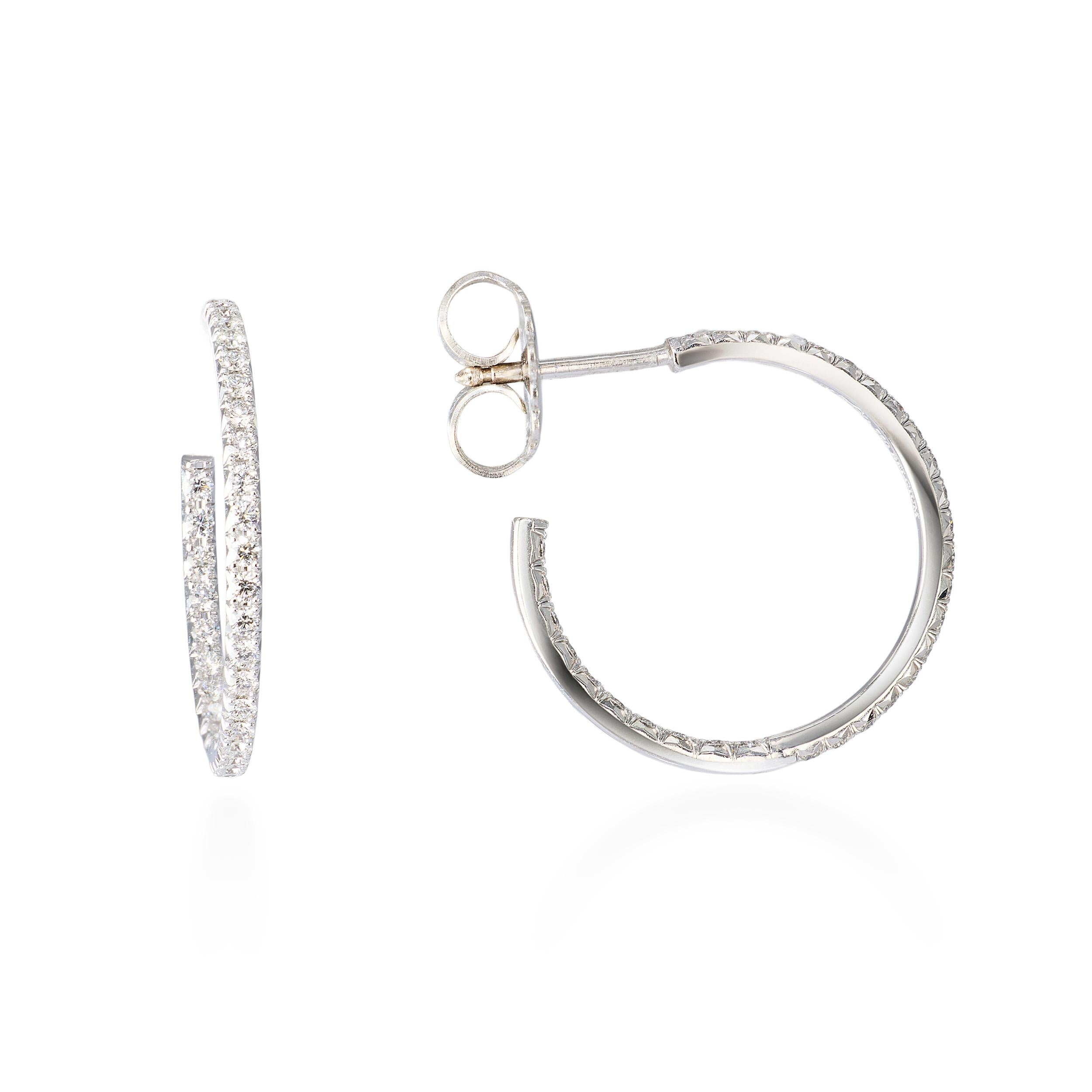 Tiffany & Co. Metro 18k White Gold Diamond Hoop Earrings
