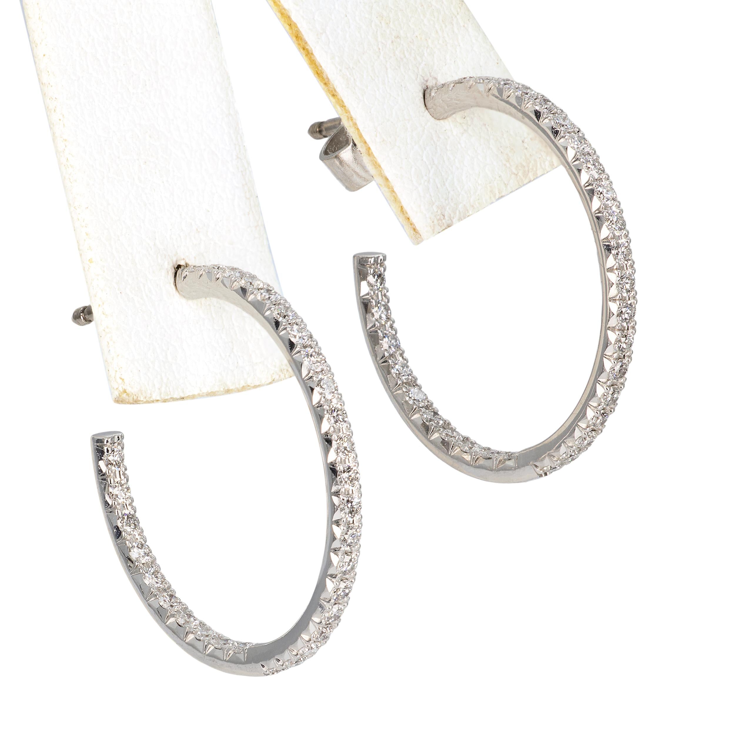 Tiffany & Co. Metro 18k White Gold Diamond Hoop Earrings