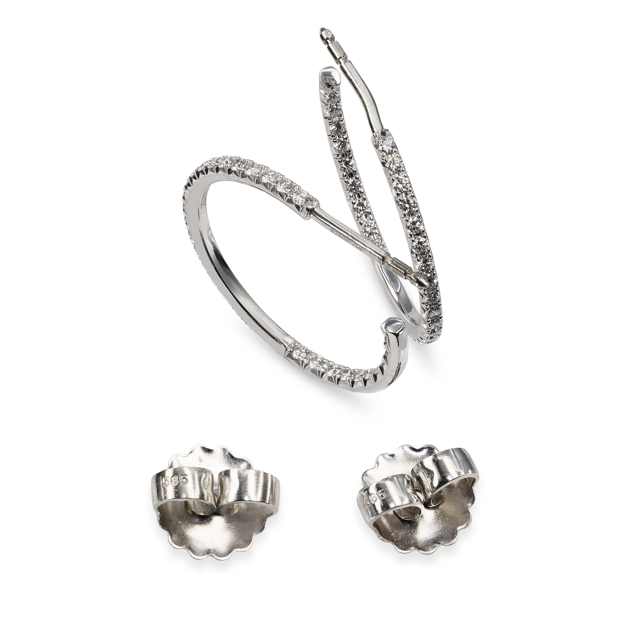 Tiffany & Co. Metro 18k White Gold Diamond Hoop Earrings