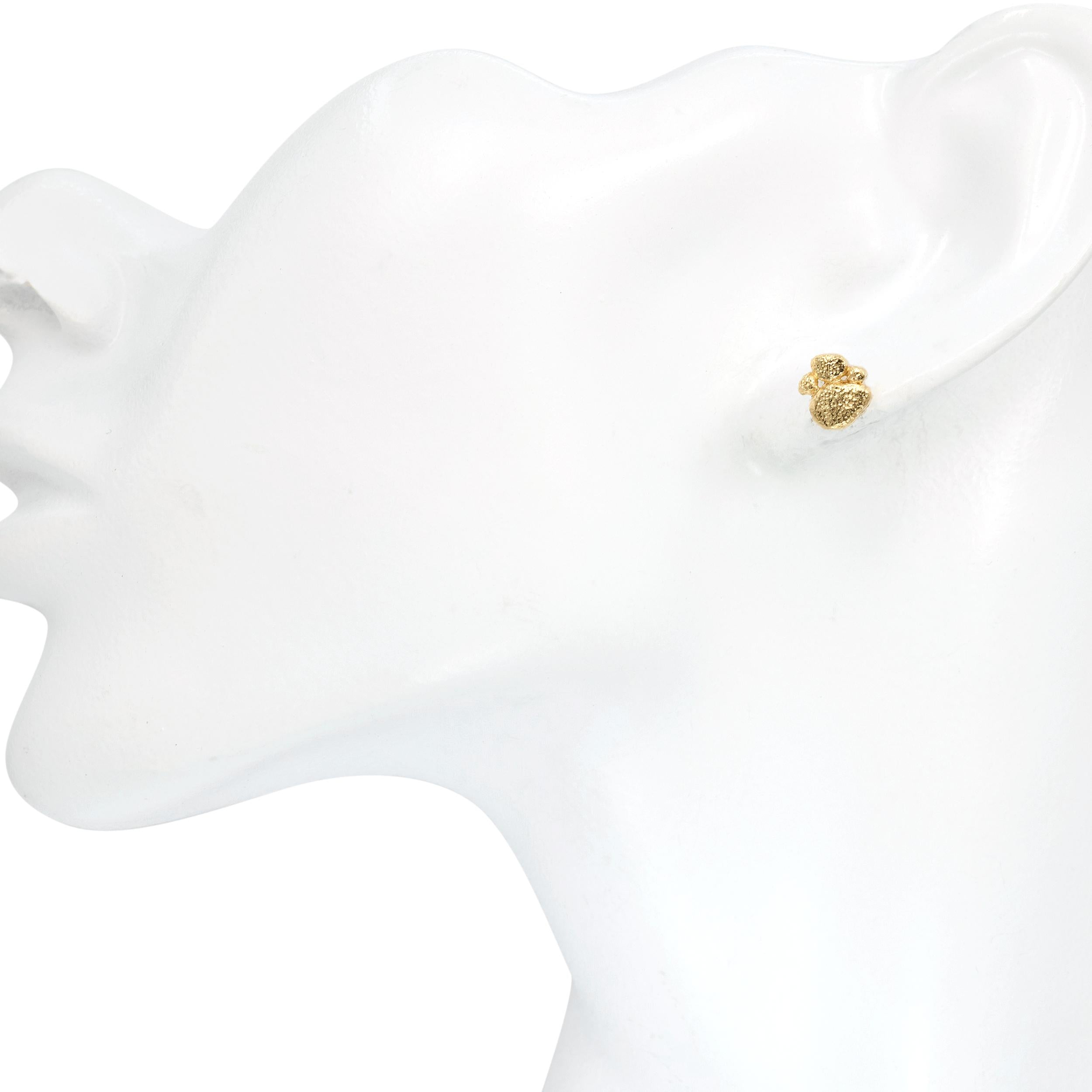 18k Yellow Gold Hammered Gold Pebble Stud Earrings