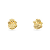 18k Yellow Gold Hammered Gold Pebble Stud Earrings