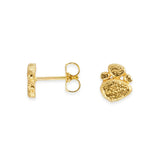 18k Yellow Gold Hammered Gold Pebble Stud Earrings