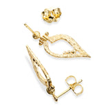 18k Yellow Gold Hammered Foliage Leaf Earrings