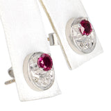 Vintage 14k White Gold Diamond and Ruby Earring and Pendant Set