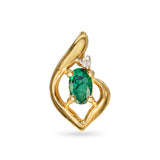 Vintage 14k Yellow Gold Diamond and Emerald Pendant