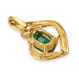 Vintage 14k Yellow Gold Diamond and Emerald Pendant