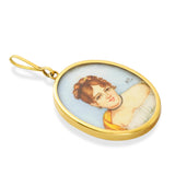 Antique Victorian 18K Yellow Gold Miniature Portrait Pendant