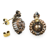 Antique 10k Yellow Gold and Silver Polki Cut Diamond Earrings