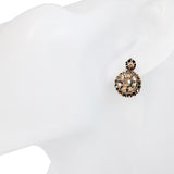 Antique 10k Yellow Gold and Silver Polki Cut Diamond Earrings