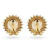 Vintage 14k Yellow Gold Pearl And Diamond Halo Earrings