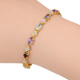 Vintage 14k Yellow Gold Semi Precious Multi-Gemstone and Diamond Tennis Bracelet