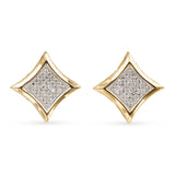 Vintage 10k Yellow Gold Diamond Pave Stud Earrings