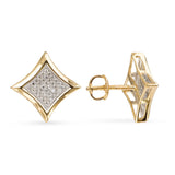 Vintage 10k Yellow Gold Diamond Pave Stud Earrings