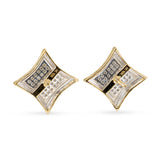 Vintage 10k Yellow Gold Diamond Pave Stud Earrings