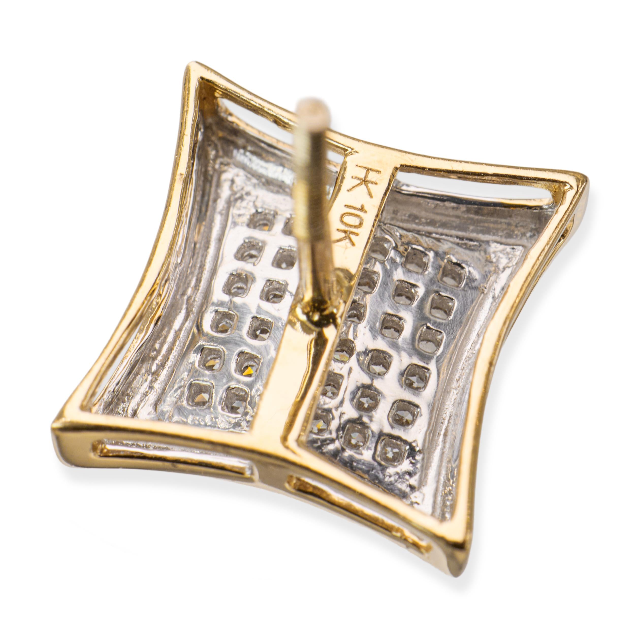 Vintage 10k Yellow Gold Diamond Pave Stud Earrings