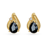 Vintage 14k Yellow Gold Blue 2.24ctw Sapphire & Diamond Stud Earrings